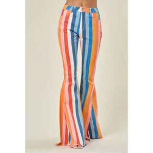 SAINTS & HEARTS Women’s Multicolor Striped Bell Bottom Pants Size Small
